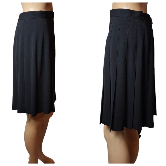 NWT Vintage Ann Taylor Loft Black Pleated Knee Length Flowy Skirt Size 6P - Picture 5 of 16